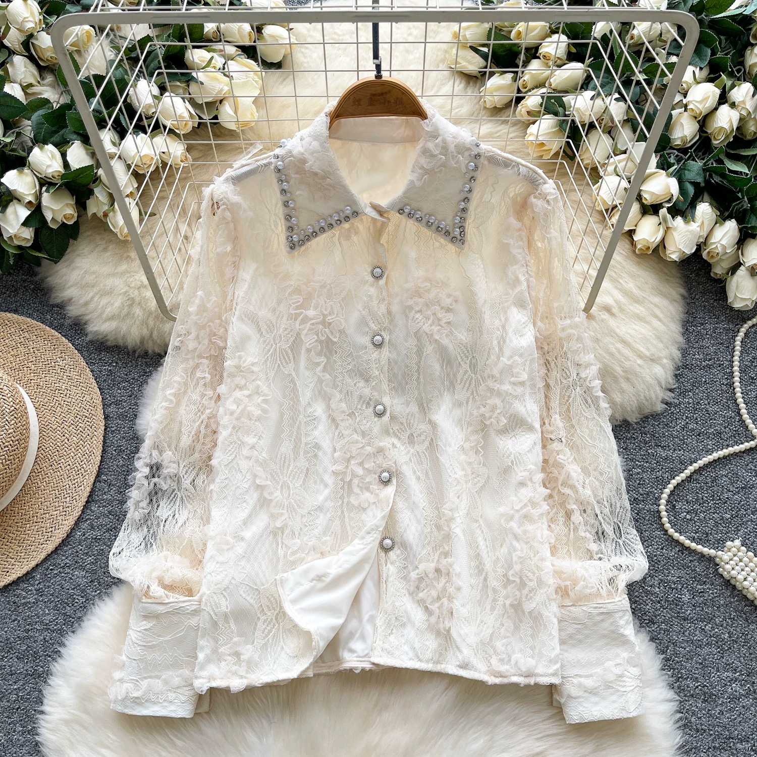 Shinning with positivity lace top FTO299 images